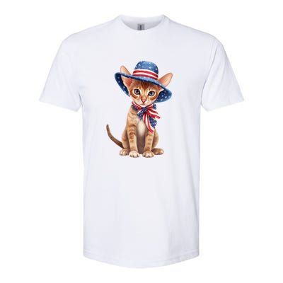 American Cat 4th Of July Cat Patriotic Cats Abyssinian Kitten Softstyle® CVC T-Shirt