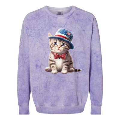 American Cat 4th Of July Cat Patriotic Cats American Shorthair Kitten Colorblast Crewneck Sweatshirt