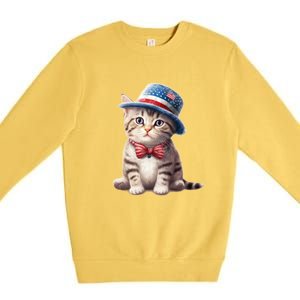 American Cat 4th Of July Cat Patriotic Cats American Shorthair Kitten Premium Crewneck Sweatshirt