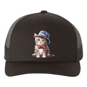 American Cat 4th Of July Cat Patriotic Cats American Shorthair Kitten Yupoong Adult 5-Panel Trucker Hat