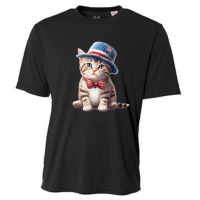 American Cat 4th Of July Cat Patriotic Cats American Shorthair Kitten Cooling Performance Crew T-Shirt