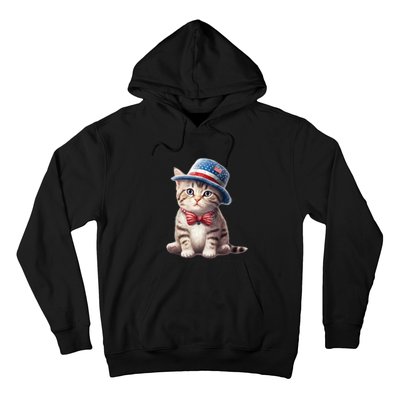 American Cat 4th Of July Cat Patriotic Cats American Shorthair Kitten Hoodie