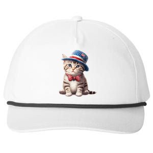 American Cat 4th Of July Cat Patriotic Cats American Shorthair Kitten Snapback Five-Panel Rope Hat