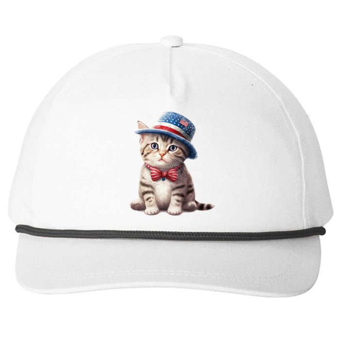 American Cat 4th Of July Cat Patriotic Cats American Shorthair Kitten Snapback Five-Panel Rope Hat