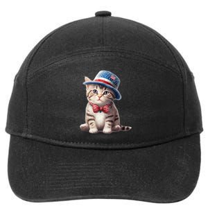 American Cat 4th Of July Cat Patriotic Cats American Shorthair Kitten 7-Panel Snapback Hat