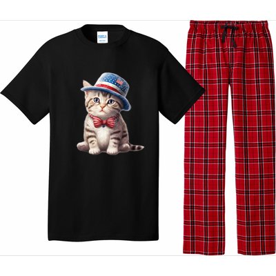 American Cat 4th Of July Cat Patriotic Cats American Shorthair Kitten Pajama Set