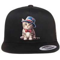 American Cat 4th Of July Cat Patriotic Cats American Shorthair Kitten Flat Bill Trucker Hat