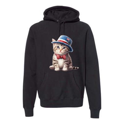 American Cat 4th Of July Cat Patriotic Cats American Shorthair Kitten Premium Hoodie