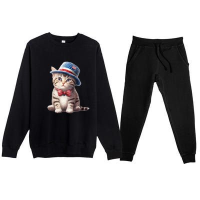 American Cat 4th Of July Cat Patriotic Cats American Shorthair Kitten Premium Crewneck Sweatsuit Set