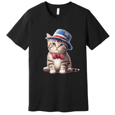 American Cat 4th Of July Cat Patriotic Cats American Shorthair Kitten Premium T-Shirt