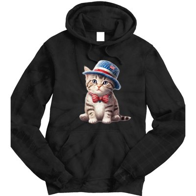 American Cat 4th Of July Cat Patriotic Cats American Shorthair Kitten Tie Dye Hoodie