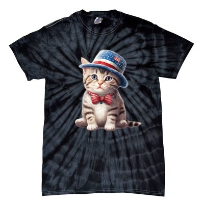 American Cat 4th Of July Cat Patriotic Cats American Shorthair Kitten Tie-Dye T-Shirt