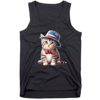 American Cat 4th Of July Cat Patriotic Cats American Shorthair Kitten Tank Top