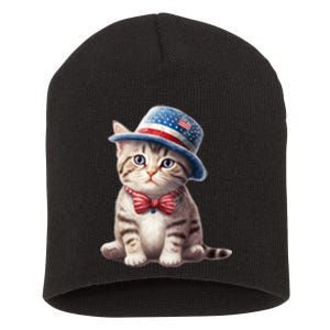 American Cat 4th Of July Cat Patriotic Cats American Shorthair Kitten Short Acrylic Beanie