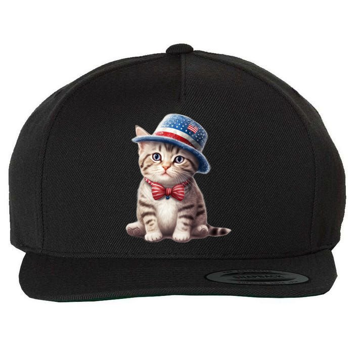 American Cat 4th Of July Cat Patriotic Cats American Shorthair Kitten Wool Snapback Cap