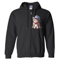 American Cat 4th Of July Cat Patriotic Cats American Shorthair Kitten Full Zip Hoodie