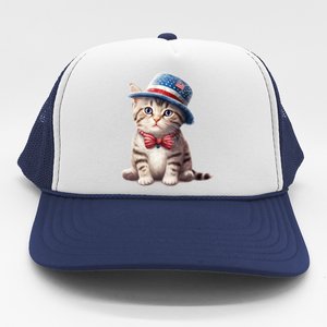 American Cat 4th Of July Cat Patriotic Cats American Shorthair Kitten Trucker Hat