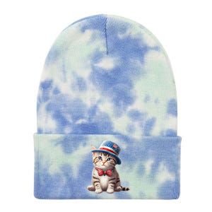 American Cat 4th Of July Cat Patriotic Cats American Shorthair Kitten Tie Dye 12in Knit Beanie