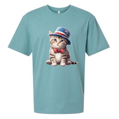 American Cat 4th Of July Cat Patriotic Cats American Shorthair Kitten Sueded Cloud Jersey T-Shirt