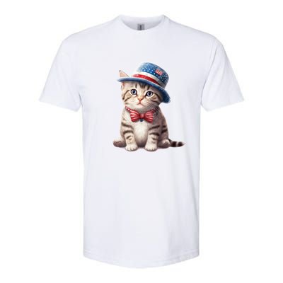 American Cat 4th Of July Cat Patriotic Cats American Shorthair Kitten Softstyle CVC T-Shirt