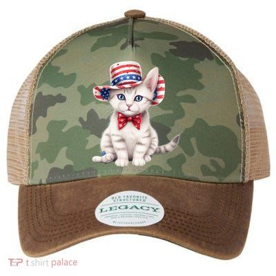 American Cat 4th Of July Cat Patriotic Cats American Shorthair Kitten Legacy Tie Dye Trucker Hat