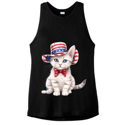 American Cat 4th Of July Cat Patriotic Cats American Shorthair Kitten Ladies PosiCharge Tri-Blend Wicking Tank