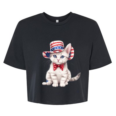 American Cat 4th Of July Cat Patriotic Cats American Shorthair Kitten Bella+Canvas Jersey Crop Tee