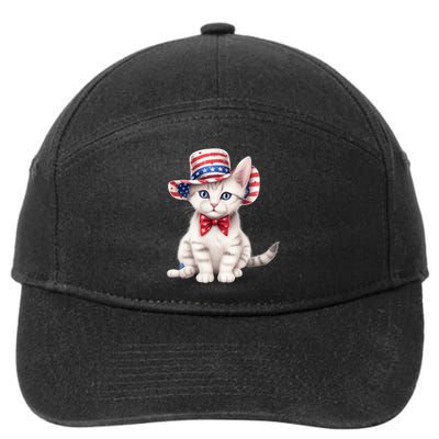American Cat 4th Of July Cat Patriotic Cats American Shorthair Kitten 7-Panel Snapback Hat