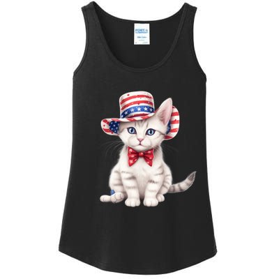 American Cat 4th Of July Cat Patriotic Cats American Shorthair Kitten Ladies Essential Tank