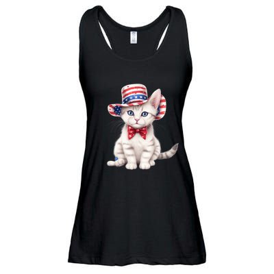 American Cat 4th Of July Cat Patriotic Cats American Shorthair Kitten Ladies Essential Flowy Tank