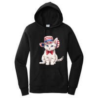 American Cat 4th Of July Cat Patriotic Cats American Shorthair Kitten Women's Pullover Hoodie