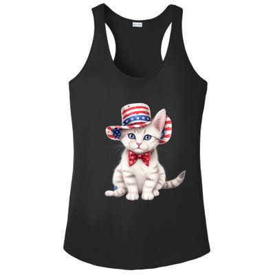 American Cat 4th Of July Cat Patriotic Cats American Shorthair Kitten Ladies PosiCharge Competitor Racerback Tank