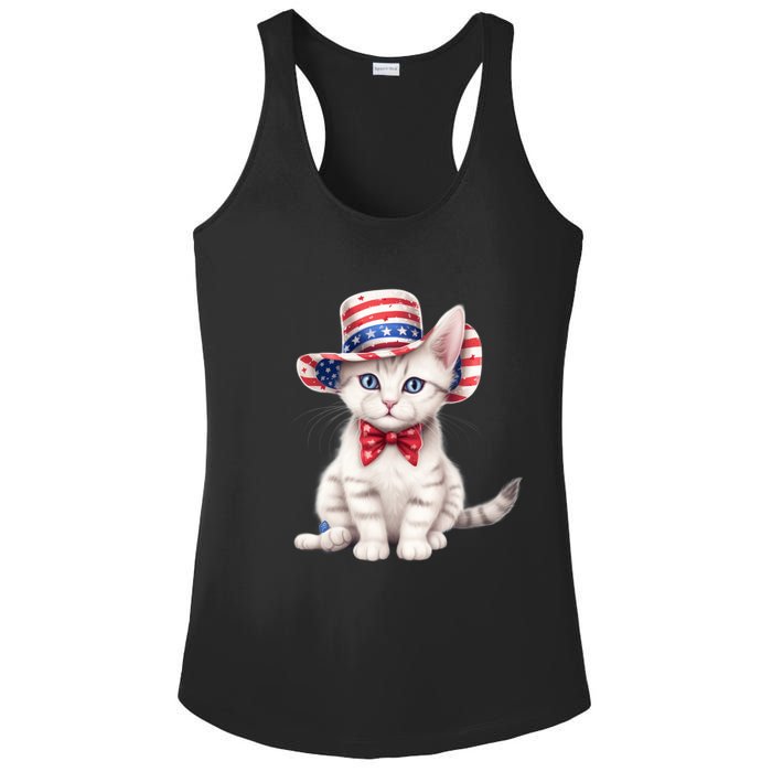 American Cat 4th Of July Cat Patriotic Cats American Shorthair Kitten Ladies PosiCharge Competitor Racerback Tank