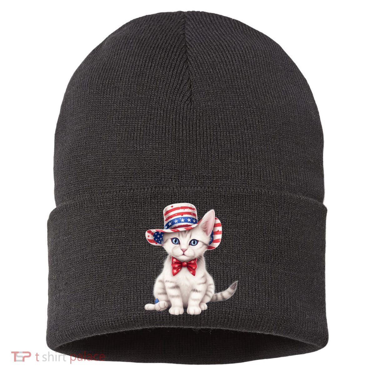 American Cat 4th Of July Cat Patriotic Cats American Shorthair Kitten Sustainable Knit Beanie