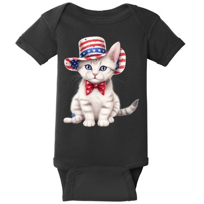 American Cat 4th Of July Cat Patriotic Cats American Shorthair Kitten Baby Bodysuit