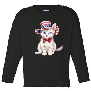 American Cat 4th Of July Cat Patriotic Cats American Shorthair Kitten Toddler Long Sleeve Shirt