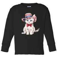 American Cat 4th Of July Cat Patriotic Cats American Shorthair Kitten Toddler Long Sleeve Shirt