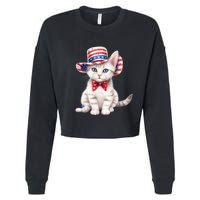 American Cat 4th Of July Cat Patriotic Cats American Shorthair Kitten Cropped Pullover Crew