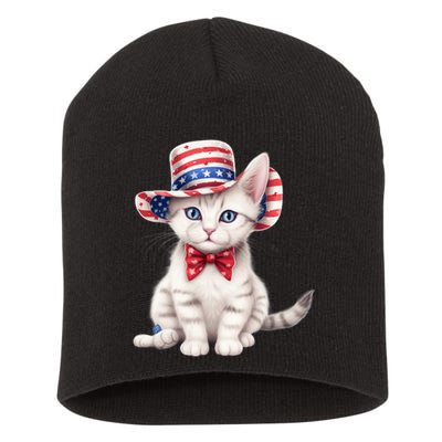 American Cat 4th Of July Cat Patriotic Cats American Shorthair Kitten Short Acrylic Beanie