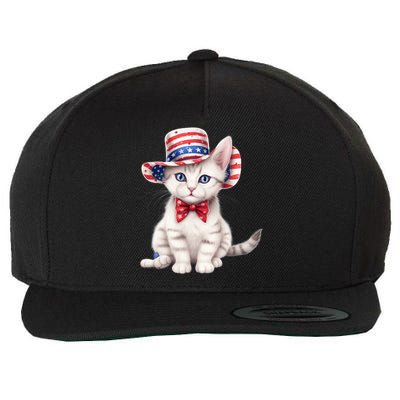 American Cat 4th Of July Cat Patriotic Cats American Shorthair Kitten Wool Snapback Cap