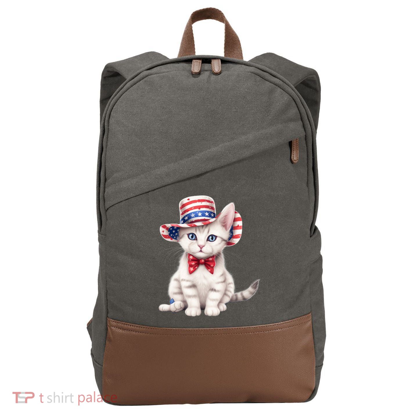 American Cat 4th Of July Cat Patriotic Cats American Shorthair Kitten Cotton Canvas Backpack
