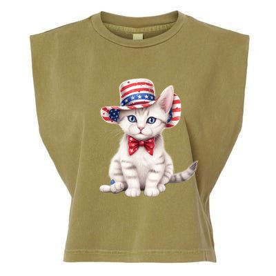 American Cat 4th Of July Cat Patriotic Cats American Shorthair Kitten Garment-Dyed Women's Muscle Tee