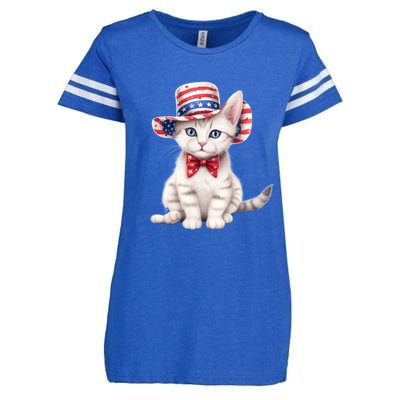 American Cat 4th Of July Cat Patriotic Cats American Shorthair Kitten Enza Ladies Jersey Football T-Shirt