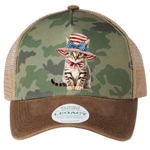 American Cat 4th Of July Cat Patriotic Cats Bengal Kitten Legacy Tie Dye Trucker Hat