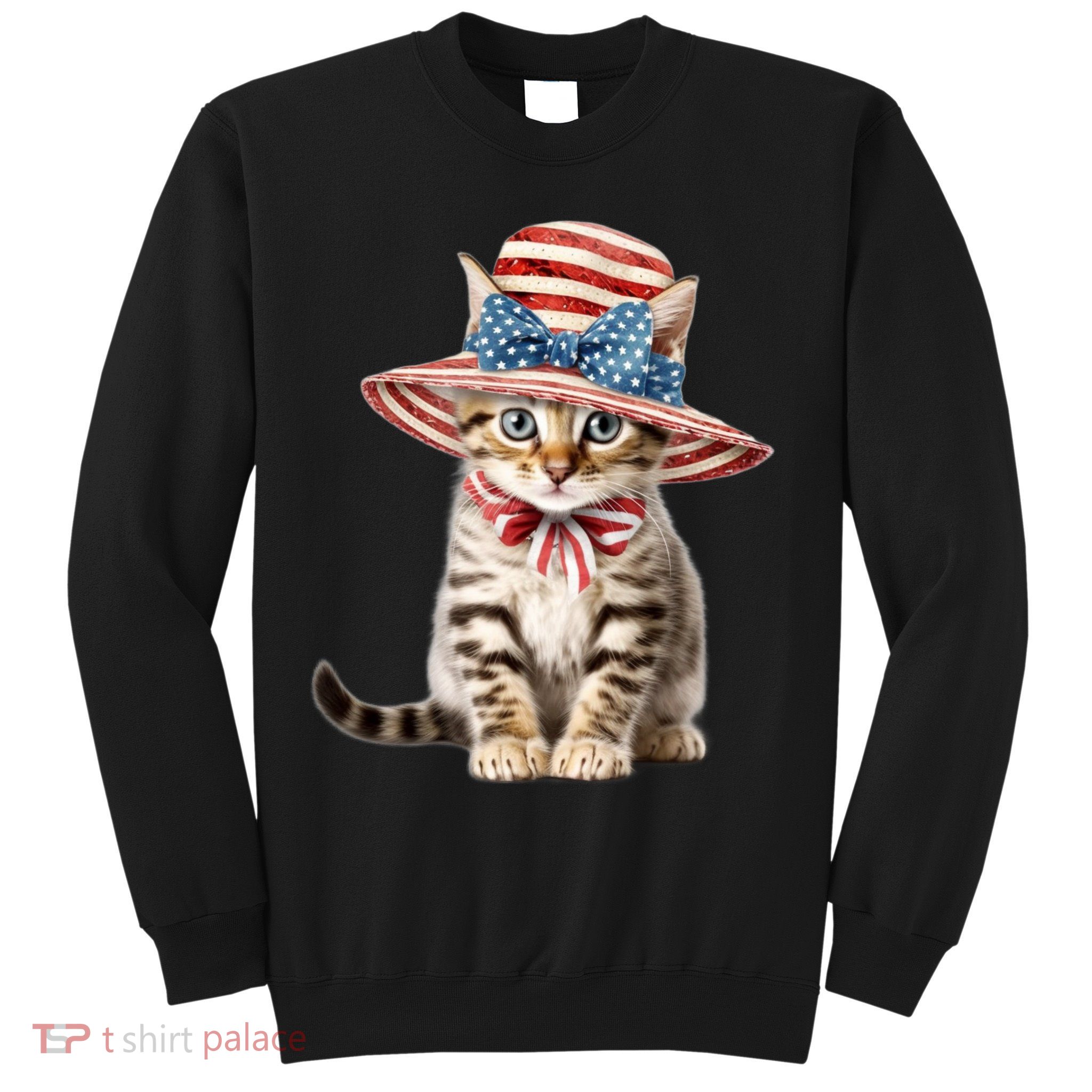 American Cat 4th Of July Cat Patriotic Cats Bengal Kitten Sweatshirt