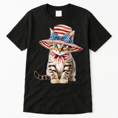American Cat 4th Of July Cat Patriotic Cats Bengal Kitten Tall T-Shirt