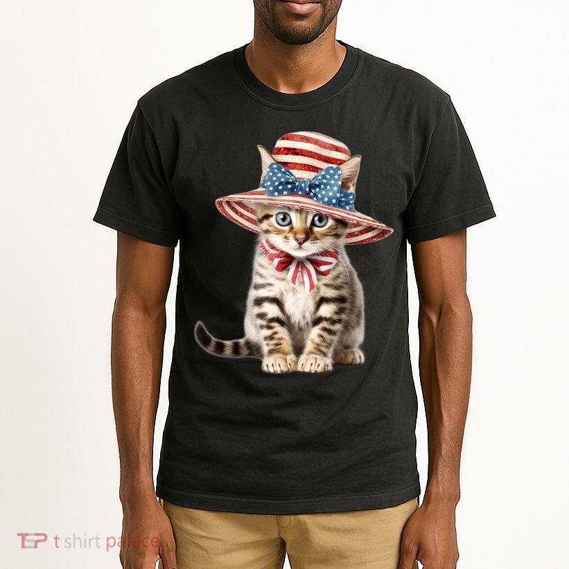 American Cat 4th Of July Cat Patriotic Cats Bengal Kitten Tall T-Shirt