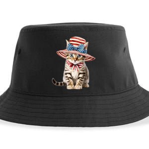 American Cat 4th Of July Cat Patriotic Cats Bengal Kitten Sustainable Bucket Hat