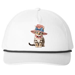 American Cat 4th Of July Cat Patriotic Cats Bengal Kitten Snapback Five-Panel Rope Hat