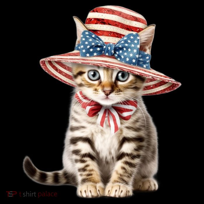 American Cat 4th Of July Cat Patriotic Cats Bengal Kitten Flatbill Hat
